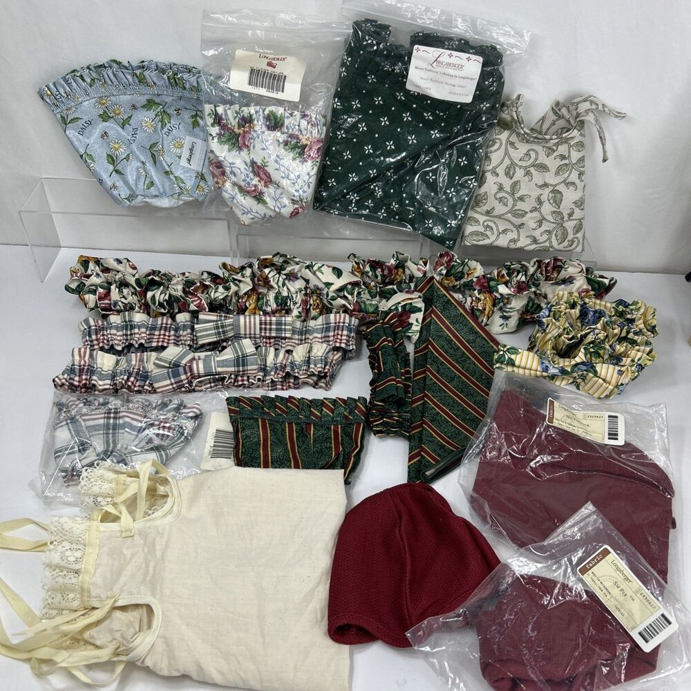 Longaberger Fabric Basket Cake Liner Garter Lot Ficus Ruffled Floral Daisy Plaid